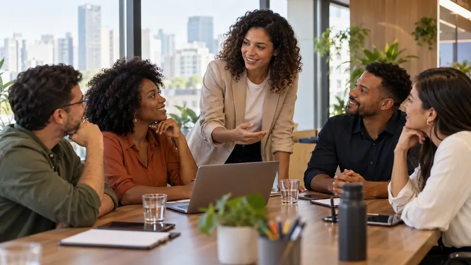 Consultor da RE9LIFE compara opções de plano de saúde PME com os sócios de uma pequena empresa