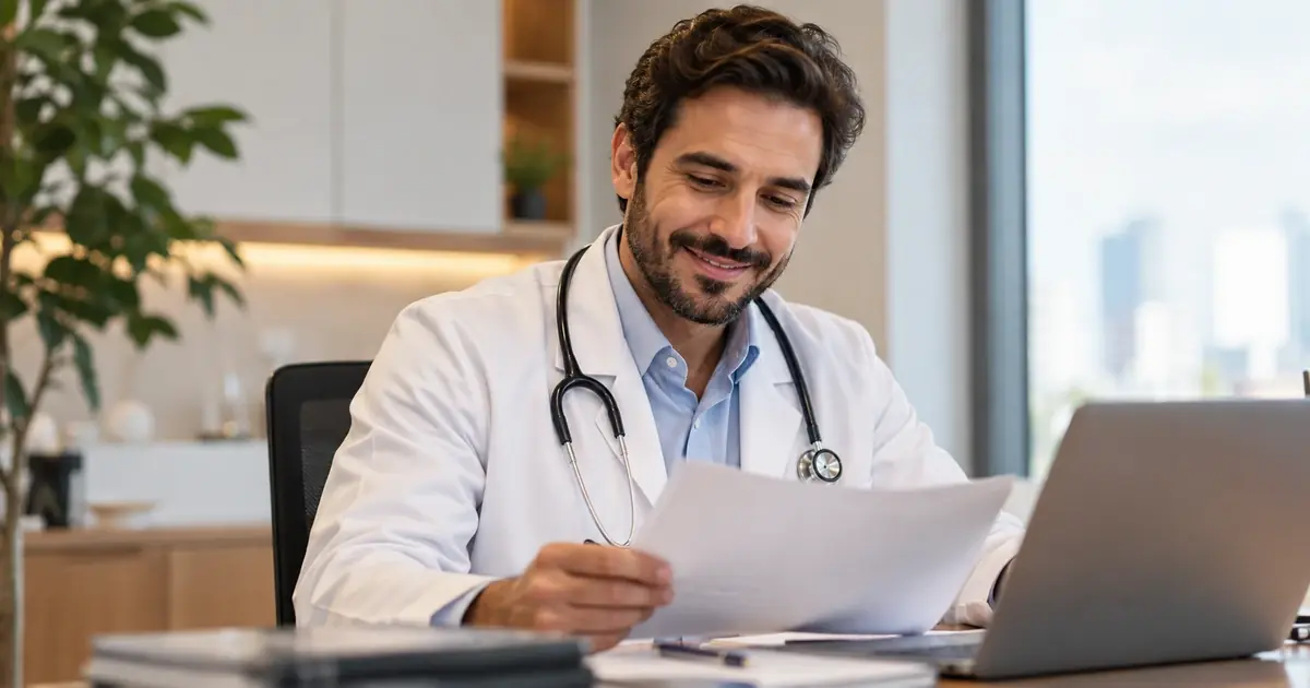 Médica consulta no celular as condições do programa Saúde para Médicos do Cremesp