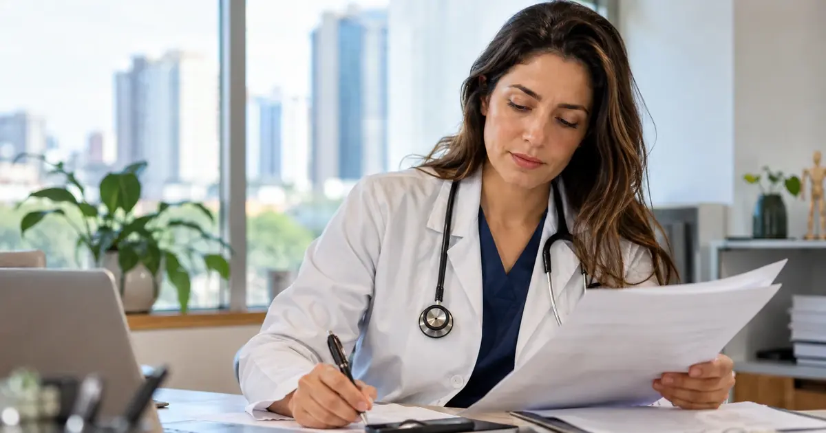 Médica residente pesquisa opções de plano de saúde no início da carreira