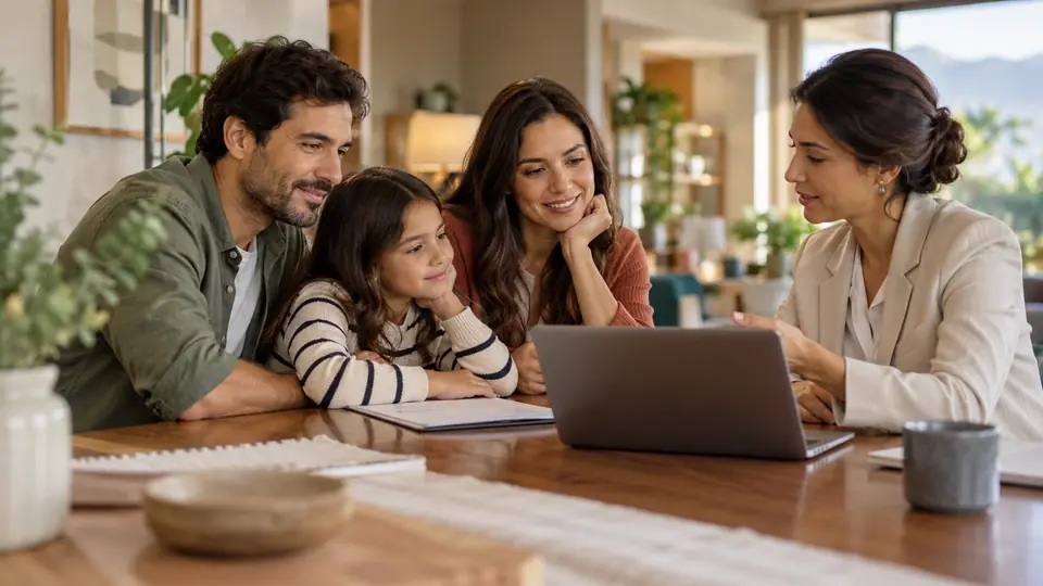 Família confere a proposta de plano de saúde com o Hospital Israelita Albert Einstein incluído
