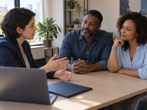 Consultor da RE9LIFE compara opções de plano de saúde PME com os sócios de uma pequena empresa