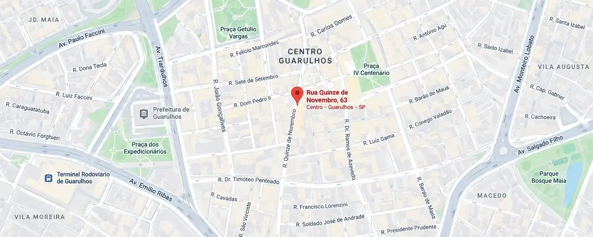 Mapa com a localização da sede da RE9LIFE em Guarulhos