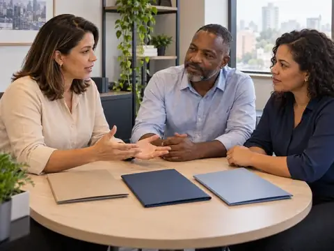 Consultor da RE9LIFE compara opções de plano de saúde PME com os sócios de uma pequena empresa