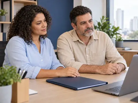 Sócios de uma pequena empresa conversam sobre o plano de saúde da equipe