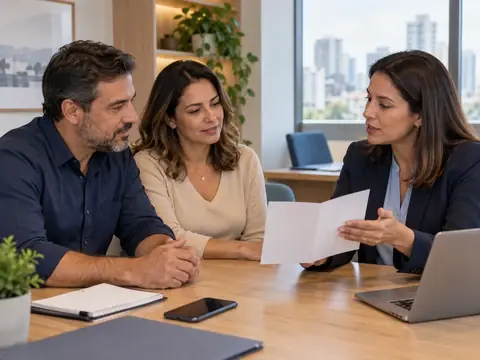 Consultor da RE9LIFE compara opções de plano de saúde PME com os sócios de uma pequena empresa