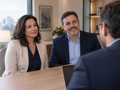 Consultor da RE9LIFE compara opções de plano de saúde PME com os sócios de uma pequena empresa