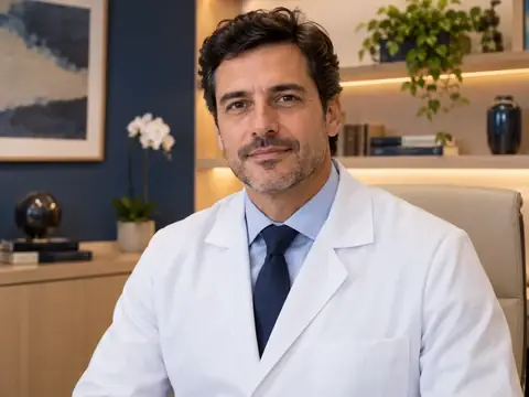 Médico em seu consultório avalia opções de plano de saúde pelo CNPJ
